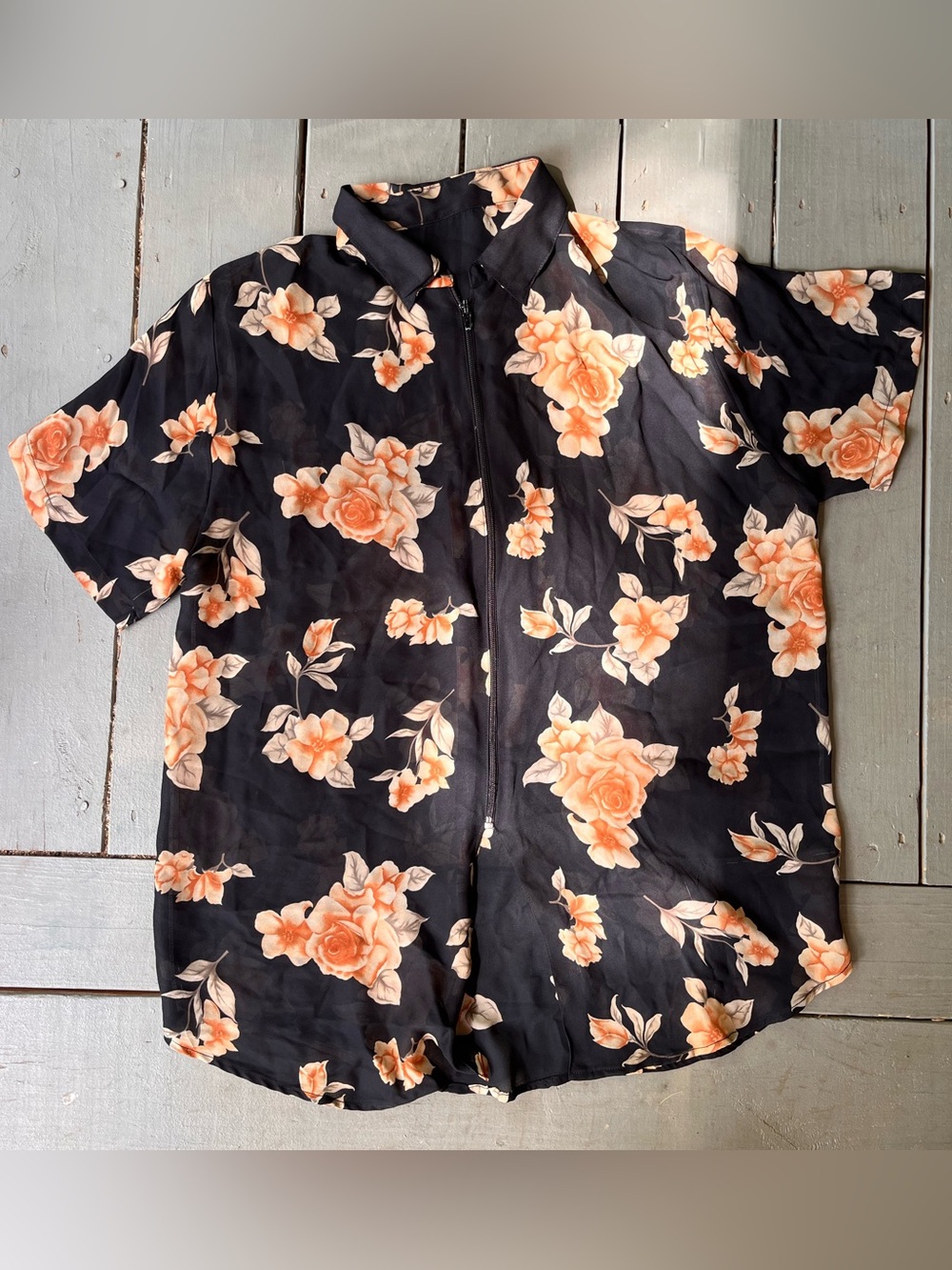 XL sheer floral shirt / coverup